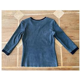 Stouls-Blusa Stouls de camurça stretch azul - Tamanho S-Azul,Azul marinho