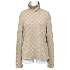 Gucci-Gucci GG Pattern Turtleneck Sweater-Brown