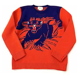 Gucci Langarm-Baumwollpullover Kinder Orange