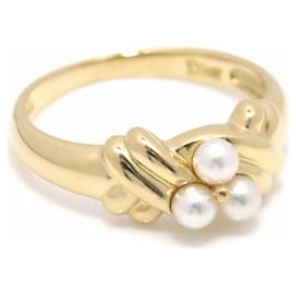 Dior-Christian Dior Pearl Ring-Gold hardware