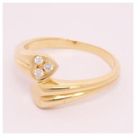Dior-Christian Dior Heart Pave Diamond Ring-Gold hardware