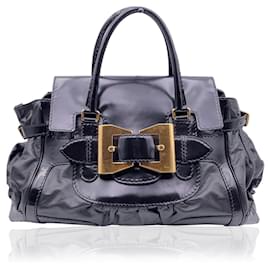 Gucci-Black Leather Large Queen Tote Satchel Handbag-Black