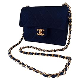 Chanel-Chanel Timeless Mini Bag in Full Jersey-Navy blue