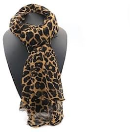 Fendi-FENDI Stole Leopard Pattern-Brown