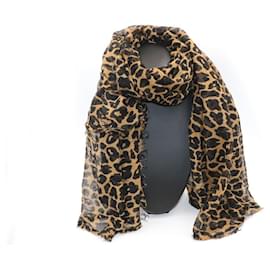 Fendi-FENDI Stole Leopard Pattern-Brown