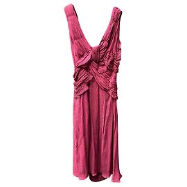 Prada Silk Draped Dress Dark Red Dark red