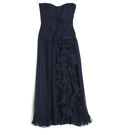 Azzaro NAVY SILK RUFFLES EN38 Navy blue