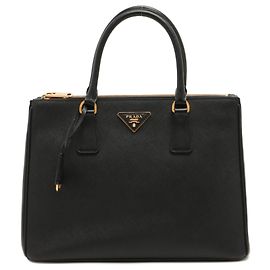 Prada Galerie groß 2Weg Schwarzes Saffiano-Leder Schwarz