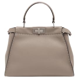 Fendi-Peekaboo Regular Selleria Leather 2-way Beige-Beige