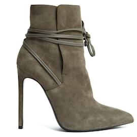Saint Laurent-GRAY SUEDE AND LEATHER EN39.5-Grey