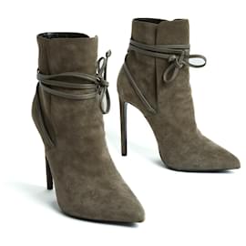 Saint Laurent-GRAY SUEDE AND LEATHER EN39.5-Grey