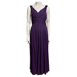 Jenny Packham-Vestido de noche de gasa en violeta-Morado oscuro