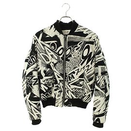 Céline *Celine by Hedi Slimane Printed cotton twill bomber jacket blouson Black White