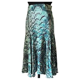 Roberto Cavalli Saia longuette turquesa com estampa "python" Turquesa