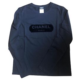 T-shirt Chanel Uniforme Nera in Cotone Nero