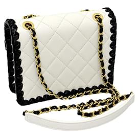 Chanel-* Chanel matelasse mini flap bag-Black,White