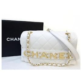 Chanel-*Chanel shoulder bag white lambskin logo metal fittings 29 series chain bag-White,Gold hardware