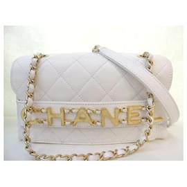 Chanel-*Chanel shoulder bag white lambskin logo metal fittings 29 series chain bag-White,Gold hardware