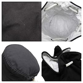 Chanel-*CHANEL sac à cordon nouveauté toile noire x blanche-Noir,Blanc