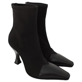 Céline-Celine Madame ankle boots in canvas and black leather-Black