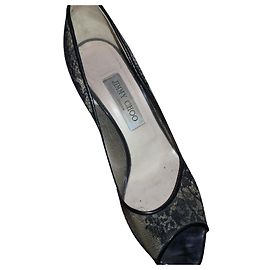 Jimmy Choo Black Lace Heels Black