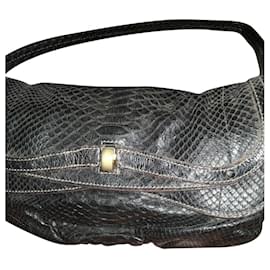 Sac à main Zagliani en python marron foncé Marron foncé