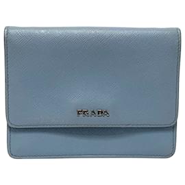 Prada-Prada Blue Saffiano Lux Wallet On Strap-Blue,Light blue