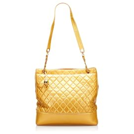 Chanel-Chanel Gold Vintage Quilted Tote-Golden