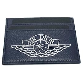 Christian Dior-*[Christian Dior] Dark Blue Christian Dior WD Dior x Nike Air Dior Card Holder Pass Case Leather Men's Navy-Navy blue