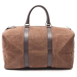 Christian Dior-*[Christian Dior] Christian Dior Trotter Boston Bag Nubuck Leather Brown Dark Brown Embossed-Brown,Dark brown