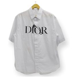 *DIOR x LA COLPA DI JUDY (Dior x Judy Blame) camicia a righe manica corta/logo/spilla da balia Blu chiaro