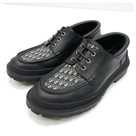 Christian Dior-*[Christian Dior] Christian Dior leather shoes model: explorer boat shoe calf jacquard-Black