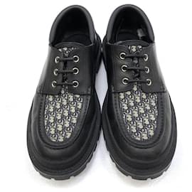 Christian Dior-*[Christian Dior] Christian Dior leather shoes model: explorer boat shoe calf jacquard-Black