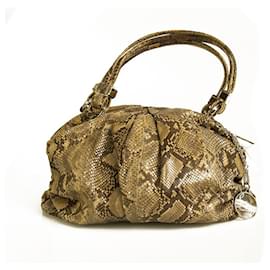 Christian Louboutin-Bolso shopper tote de piel de serpiente de pitón suave Christian Loubooutin muy buen estado-Beige