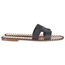 Hermès Oran Sandals in Black Leather Black