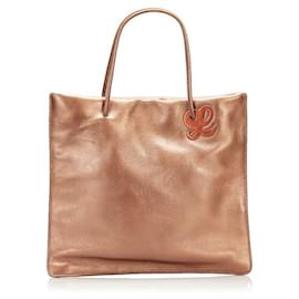 Loewe-loewe sac cabas en cuir métallisé marron-Marron