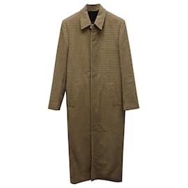 Balenciaga-Balenciaga Houndstooth Long Coat in Brown Wool-Brown