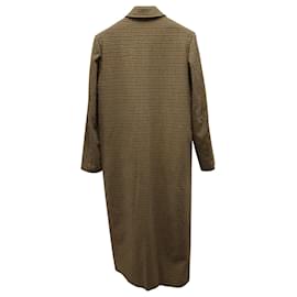 Balenciaga-Balenciaga Houndstooth Long Coat in Brown Wool-Brown