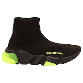 Balenciaga-Balenciaga Speed Clear Sole Sneakers in Black Polyamide-Black