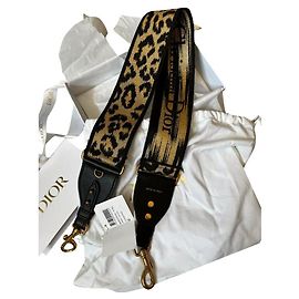DIOR MIZZA LEOPARD SADDLE HAND-EMBROIDERED WIDE SHOULDER STRAP like new Leopard print