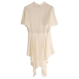 Alexander Mcqueen-Alexander McQueen Waterfall Ruffled Shirt in White Silk-White