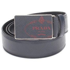 Prada Saffiano cinturón con hebilla cuadrada azul Azul