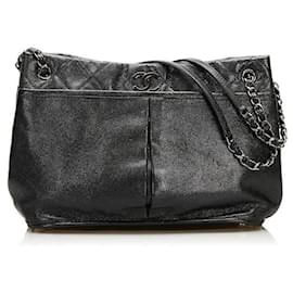 Chanel-chanel Leather Chain Shoulder Bag black-Black