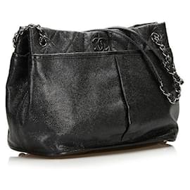 Chanel-chanel Leather Chain Shoulder Bag black-Black