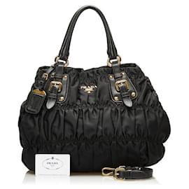 Prada-prada Tessuto Gaufre Handbag black-Black