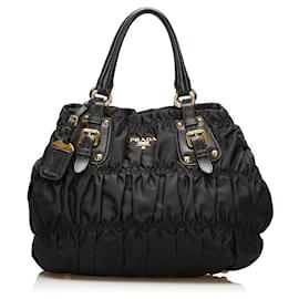 Prada-prada Tessuto Gaufre Handbag black-Black
