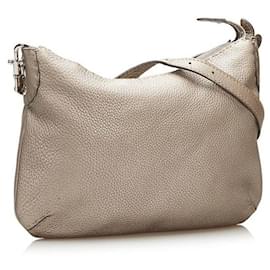 Fendi-fendi Selleria Sac à bandoulière en cuir gris-Gris