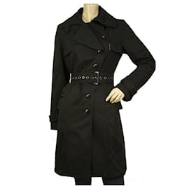 Armani Jeans-Armani Jeans Schwarz gefütterter Trenchcoat mit Brustgurt und Gürtel Eur 38 Vereinigte Staaten von Amerika 2-Schwarz