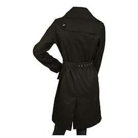 Armani Jeans-Armani Jeans Black lined Breasted Belted Trench Jacket Coat Eur 38 USA 2-Black