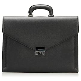 Burberry-burberry Leather Briefcase black-Black